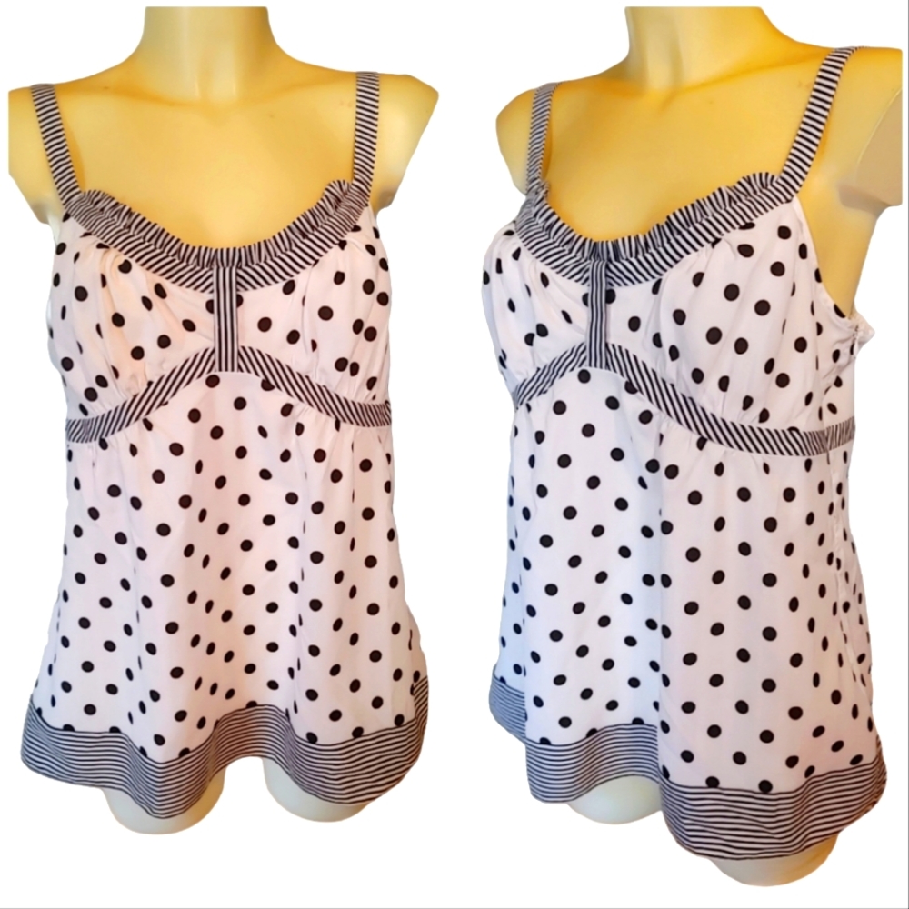 ❗$1 Bundled❗LOFT Black and White Polka Dot Stripe Babydoll Blouse
